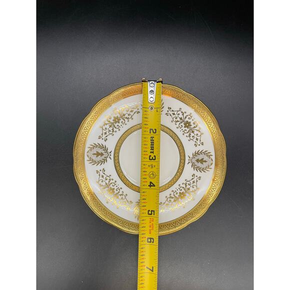 Coalport Lady Anne Saucers with Gold Encrusted Bands & Scrolls Bone China - Picture 6 of 6